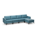1/2/3/4-Seat Convertible Sectional Sofa with Reversible Ottoman-4-Seat L-shaped with 2 USB Ports
