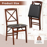 Set of 2 Folding Dining Chairs with 400 LBS Capacity-Brown