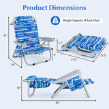 Foldable Backpack Beach Chair with Cup Holder and Storage Pockets Set of 2