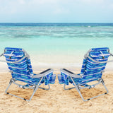 Foldable Backpack Beach Chair with Cup Holder and Storage Pockets Set of 2