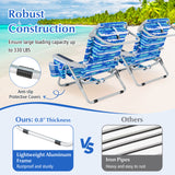 Foldable Backpack Beach Chair with Cup Holder and Storage Pockets Set of 2