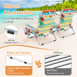 Foldable Backpack Beach Chair with Cup Holder and Storage Pockets Set of 2
