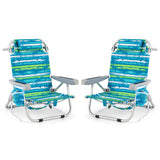 Foldable Backpack Beach Chair with Cup Holder and Storage Pockets Set of 2