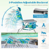 Foldable Backpack Beach Chair with Cup Holder and Storage Pockets Set of 2