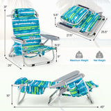 Foldable Backpack Beach Chair with Cup Holder and Storage Pockets Set of 2