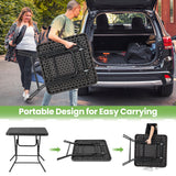 2.6FT Foldable Dining Table with Wood Grain HDPE Tabletop and Non-slip Foot Pads-Black