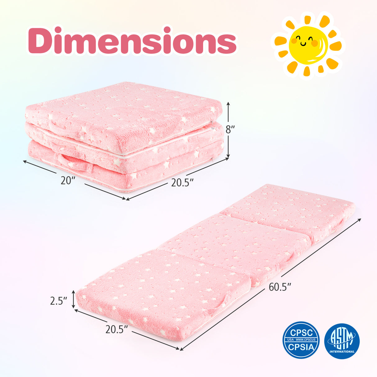 Foldable Floor Mattress for Kids with Washable Flannel Cover