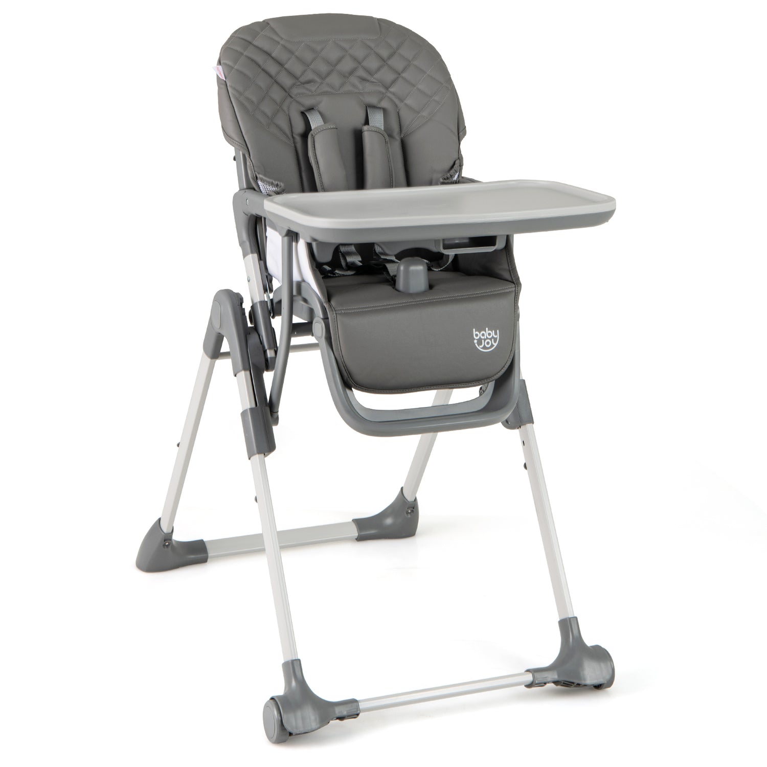 Foldable High Chair with Footrest and Detachable Tray