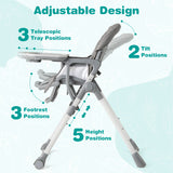 Foldable High Chair with Footrest and Detachable Tray