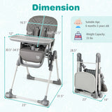 Foldable High Chair with Footrest and Detachable Tray