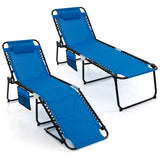 Foldable Recline Lounge Chair with Adjustable Backrest and Footrest