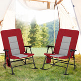 Foldable Rocking Padded Portable Camping Chair with Backrest and Armrest