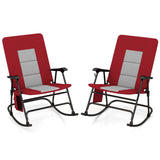 Foldable Rocking Padded Portable Camping Chair with Backrest and Armrest