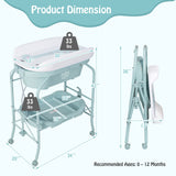 Portable Baby Changing Table with Storage Basket and Shelves