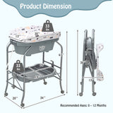 Portable Baby Changing Table with Storage Basket and Shelves