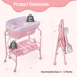 Portable Baby Changing Table with Storage Basket and Shelves