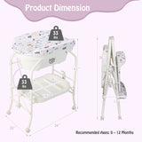 Portable Baby Changing Table with Storage Basket and Shelves