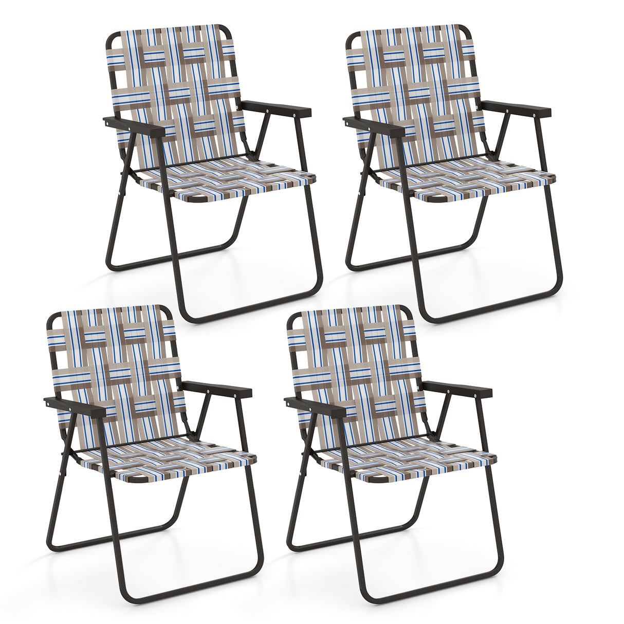 4 Pieces Folding Beach Chair Camping Lawn Webbing Chair