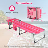 Folding Beach Lounge Chair with Pillow for Outdoor