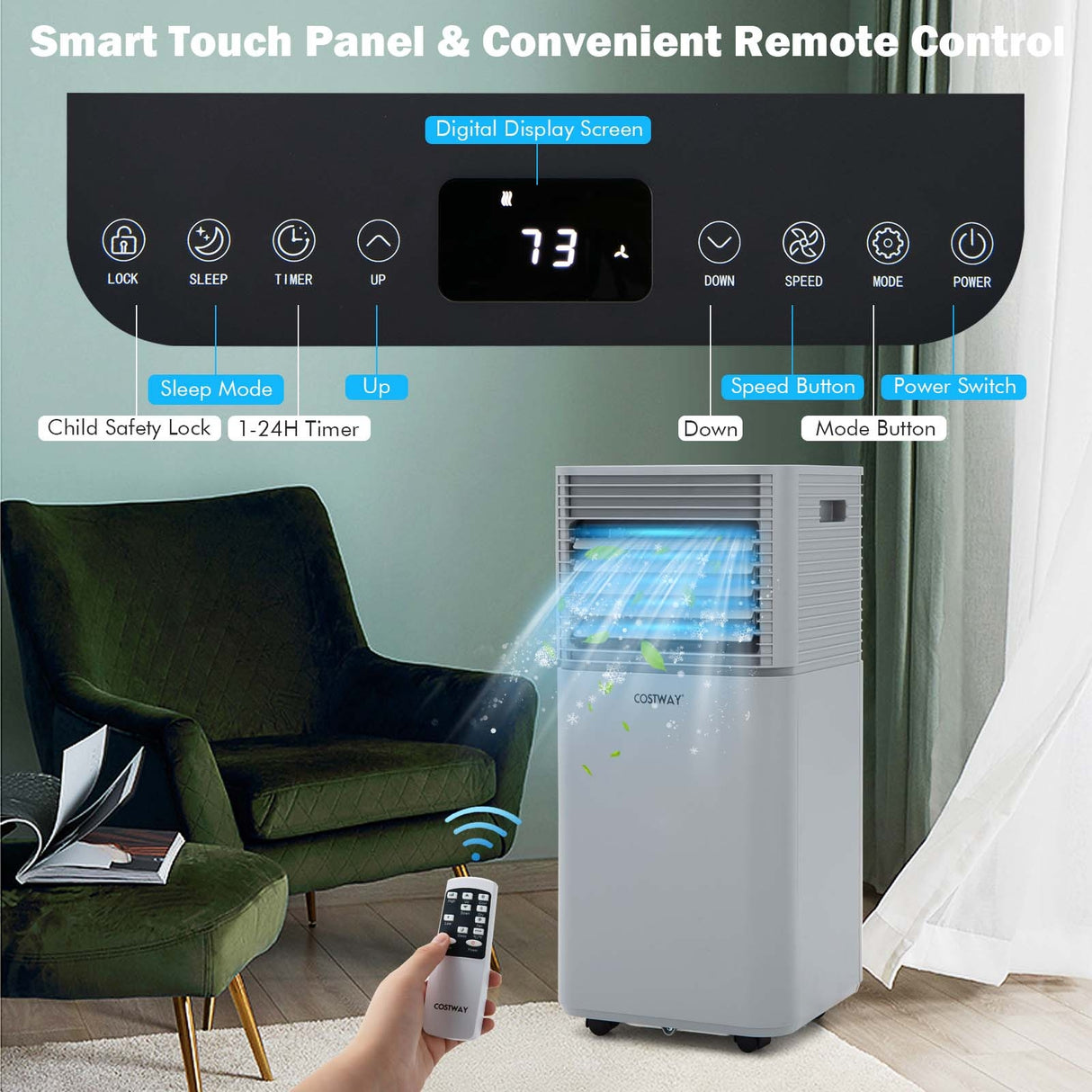 8000 BTU 3-in-1 Air Cooler with Dehumidifier and Fan Mode