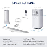 8000 BTU 3-in-1 Air Cooler with Dehumidifier and Fan Mode