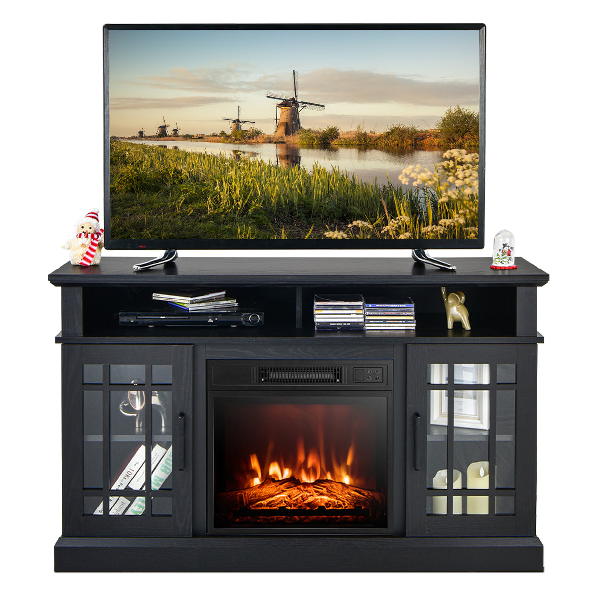 48 Inch Electric Fireplace TV Stand with Cabinets for TVs Up to 55 Inch