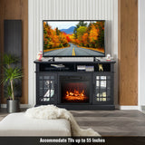 48 Inch Electric Fireplace TV Stand with Cabinets for TVs Up to 55 Inch