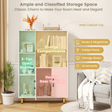 Free Standing Pantry Cabinet with 2 Door Cabinet and 5 Shelves