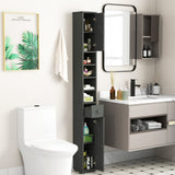 Freestanding Slim Bathroom Cabinet with Drawer and Adjustable Shelves