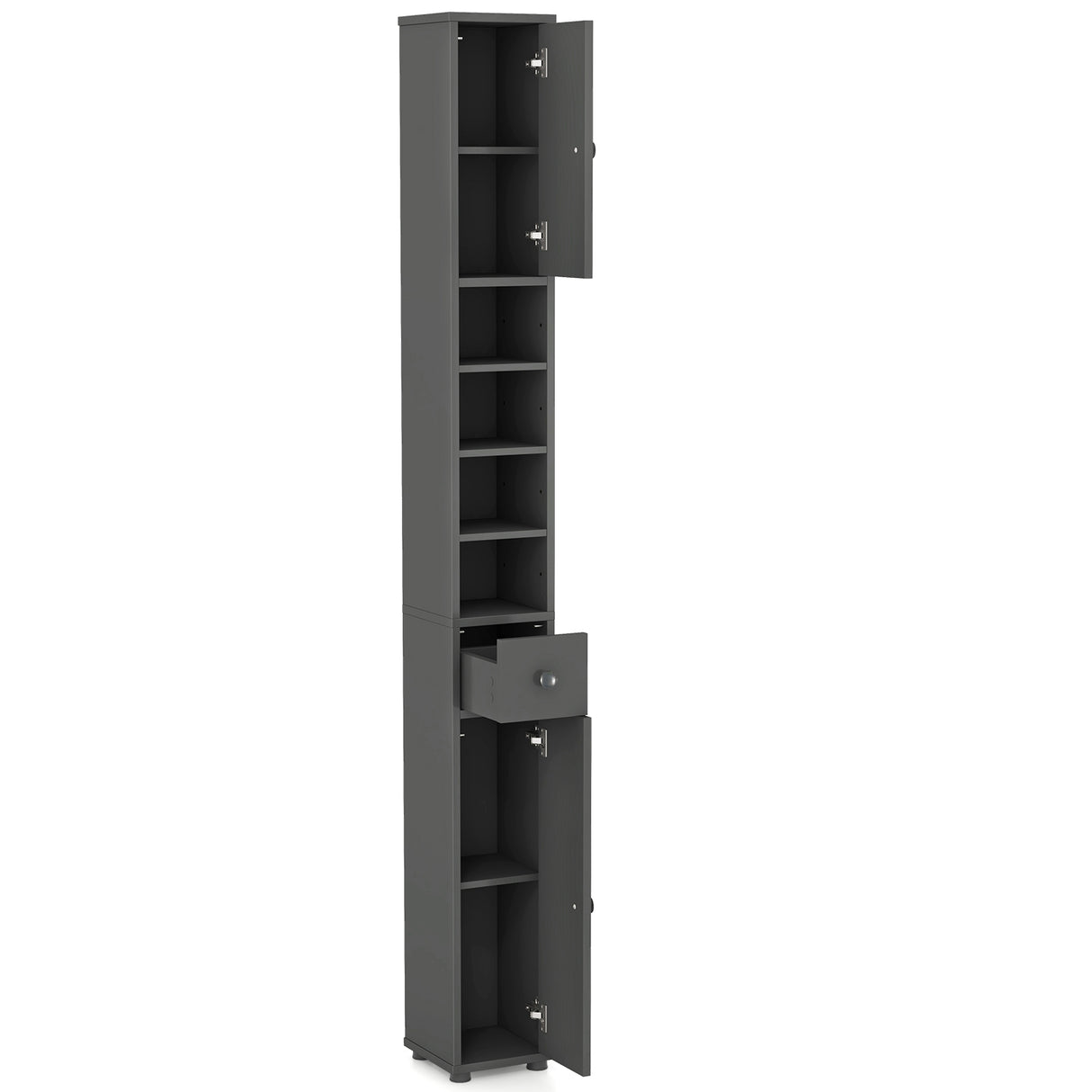 Freestanding Slim Bathroom Cabinet with Drawer and Adjustable Shelves