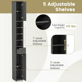 Freestanding Slim Bathroom Cabinet with Drawer and Adjustable Shelves