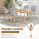 French Bistro Chair Set of 2 with Galvanized Metal Framex-White