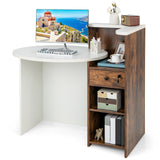 Front Reception Office Desk with Open Shelf and Drawer