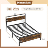 Twin Metal Bed Frame Industrial Platform Bed with Wooden Headboard