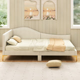 Full/Twin Size Upholstered Daybed with Metal Legs and Wood Slats