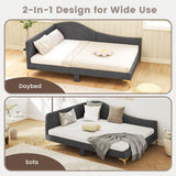 Full/Twin Size Rivet-Tufted Platform Bed with Metal Legs and Wood Slats