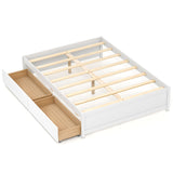Full Size Wooden Bed Frame with 2 Rolling Storage Drawers