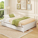 Full Size Wooden Bed Frame with 2 Rolling Storage Drawers