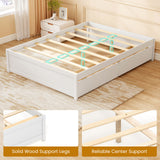 Full Size Wooden Bed Frame with 2 Rolling Storage Drawers