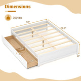 Full Size Wooden Bed Frame with 2 Rolling Storage Drawers
