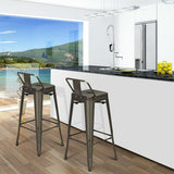 30 Inch Set of 4 Metal Counter Height Barstools with Low Back and Rubber Feet