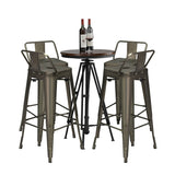 30 Inch Set of 4 Metal Counter Height Barstools with Low Back and Rubber Feet