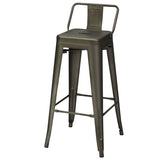 30 Inch Set of 4 Metal Counter Height Barstools with Low Back and Rubber Feet