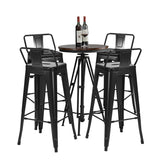 30 Inch Set of 4 Metal Counter Height Barstools with Low Back and Rubber Feet