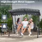 3-Seat Outdoor Porch Canopy Swing with Adjustable Shading