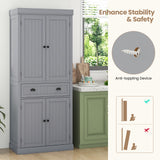 Cupboard Freestanding Kitchen Cabinet w/ Adjustable Shelves
