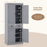 Cupboard Freestanding Kitchen Cabinet w/ Adjustable Shelves