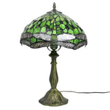 Green Tiffany Lamp with Dragonfly
