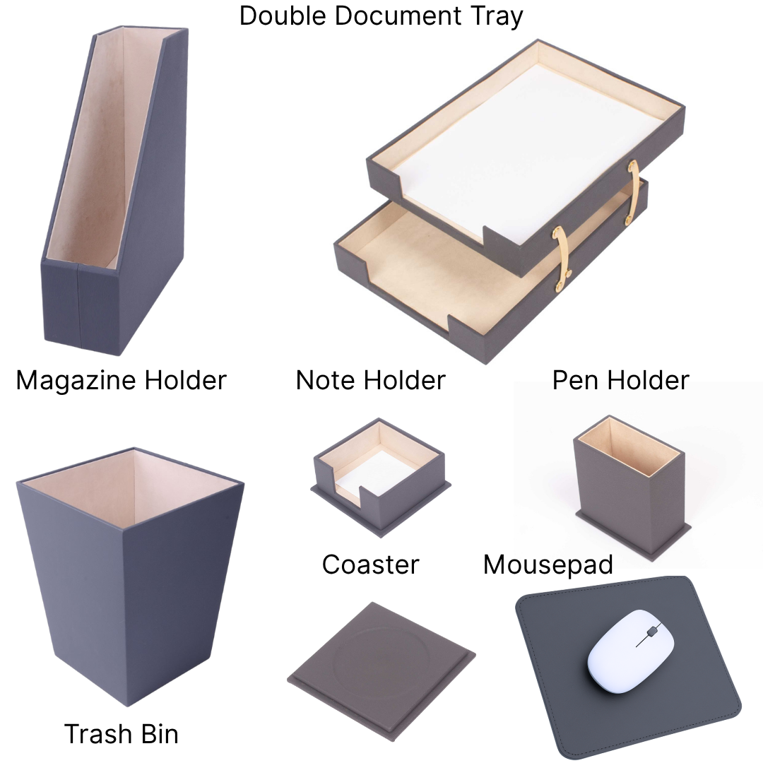 MOOG Leather Desk Set – 7-Piece Organizer-White