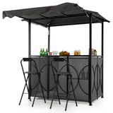 Grill Gazebo with Awning 3-Piece Outdoor BBQ Canopy Double-Tier Soft Top Barbecue Shelter